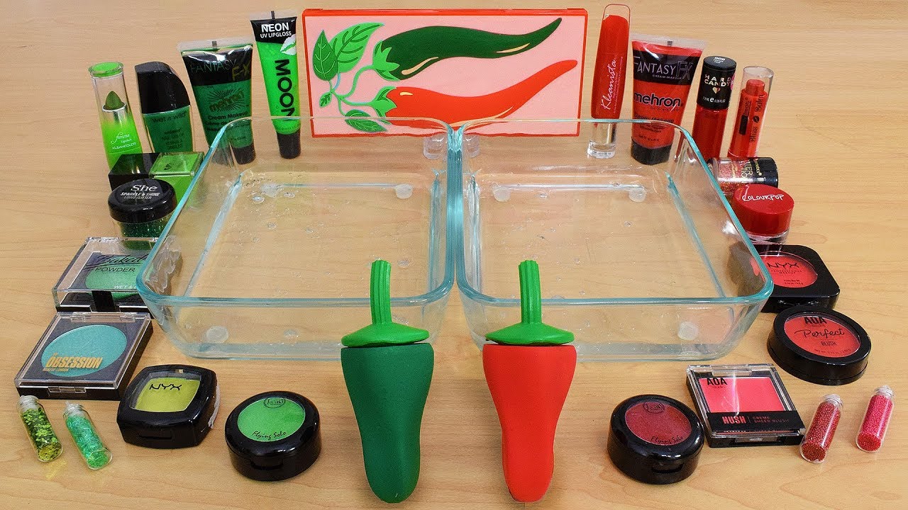 Green vs Red - Mixing Makeup Eyeshadow Into Slime Special Series 227 Satisfying Slime Video