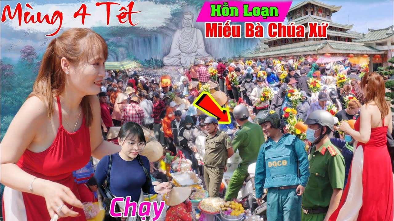 Hỗn loạn miếu bà chúa xứ vỡ trận phơi nắng hơn 4 tiếng mùng 4 tết công an vào cuộc