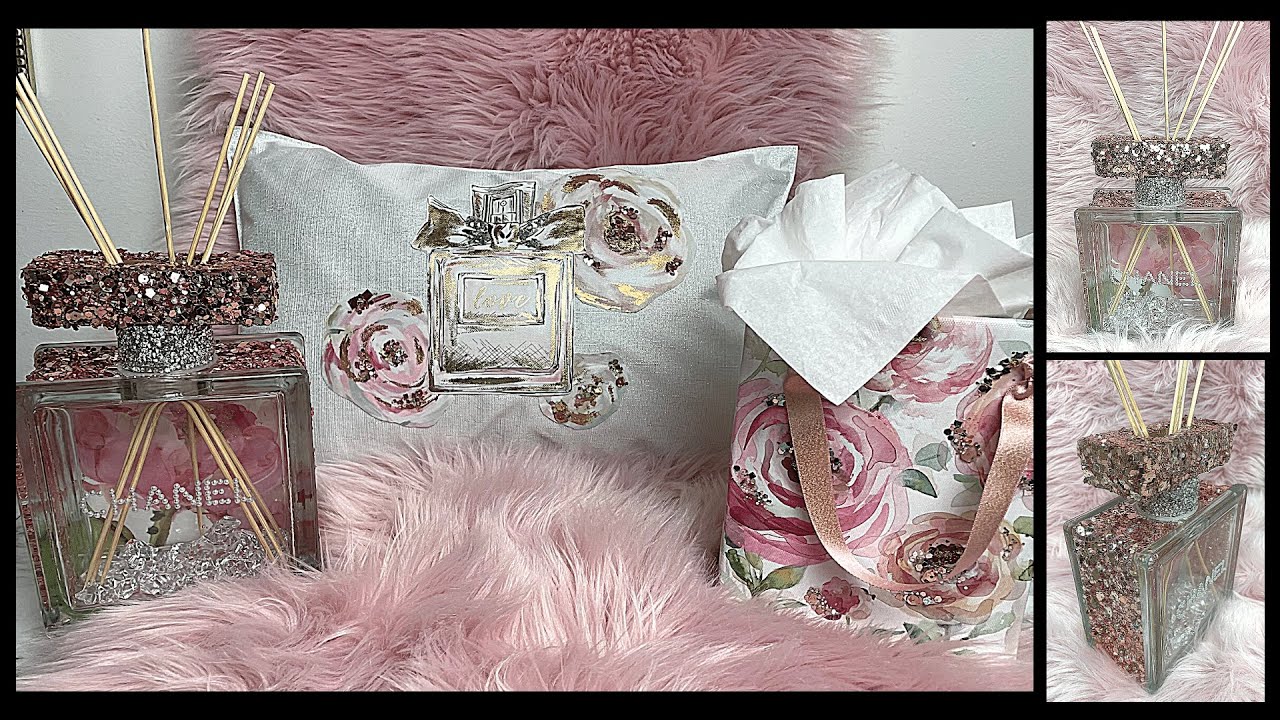 DIY DOLLAR TREE CHANEL INSPIRED PERFUME BOTTLE DIFFUSER & DECOR | GLAM ROMANTIC DECOR |MICHAEL’S DIY