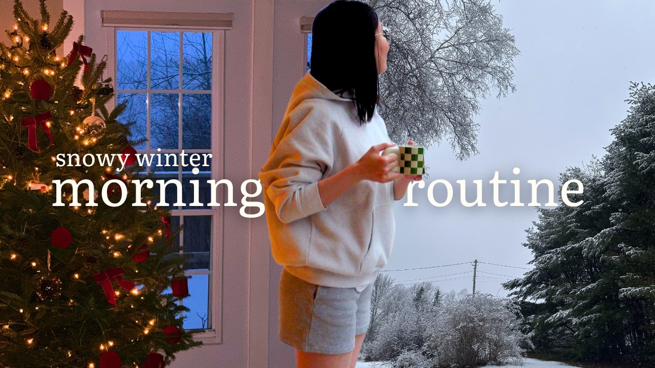 cozy winter morning routine ❄️ snow & coffee ☕️
