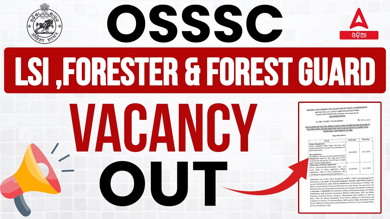 Live Stock Inspector, Odisha Forester And Forest Guard Recruitment 2023 Out