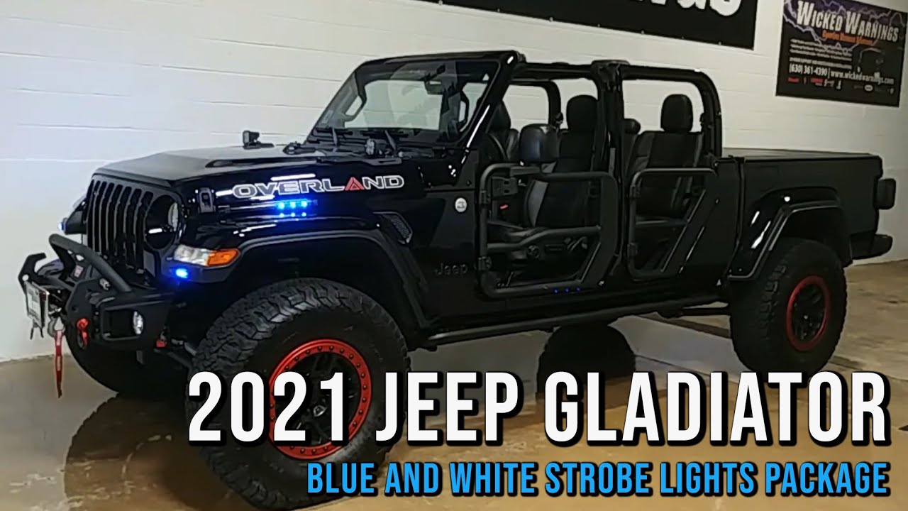 2021 Jeep Gladiator Blue and White Strobe Lights