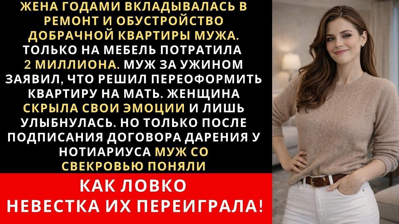 Жена вкладывалась в ремонт и обустройство добрачной квартиры мужа  А муж решил её подарить маме