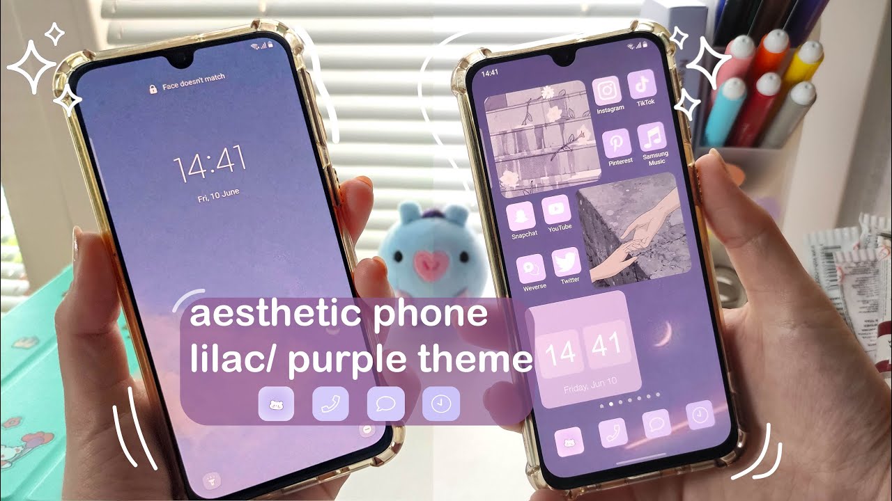 how to make your phone aesthetic | lilac/ purple aesthetic theme | android phone