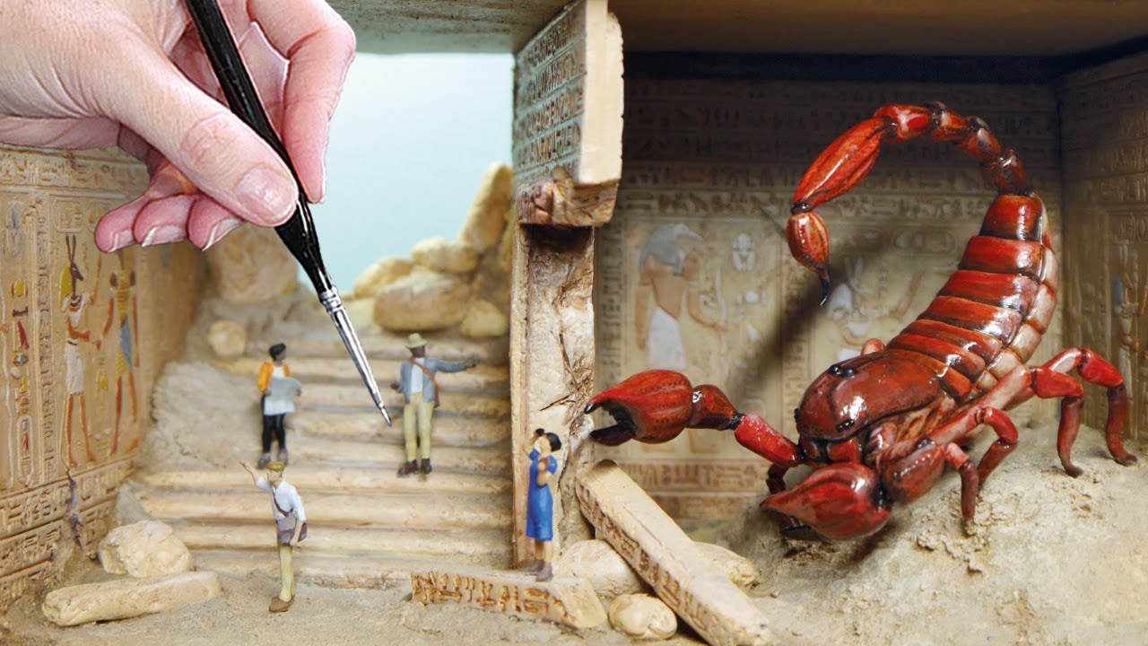 MONSTER SCORPION Lurks in Egyptian tomb! Diorama, Polymer Clay
