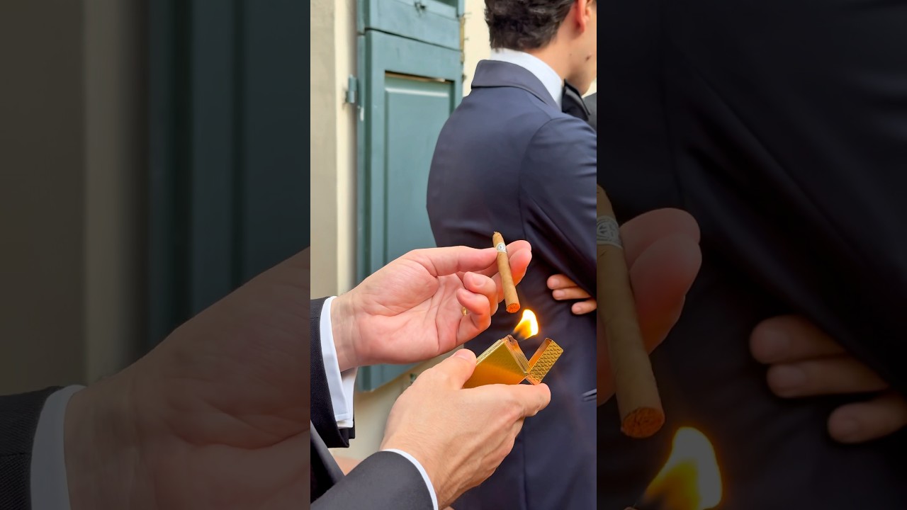 Cutting and lighting the Cigarrito at our exclusive black tie dinner in Florence 😍
