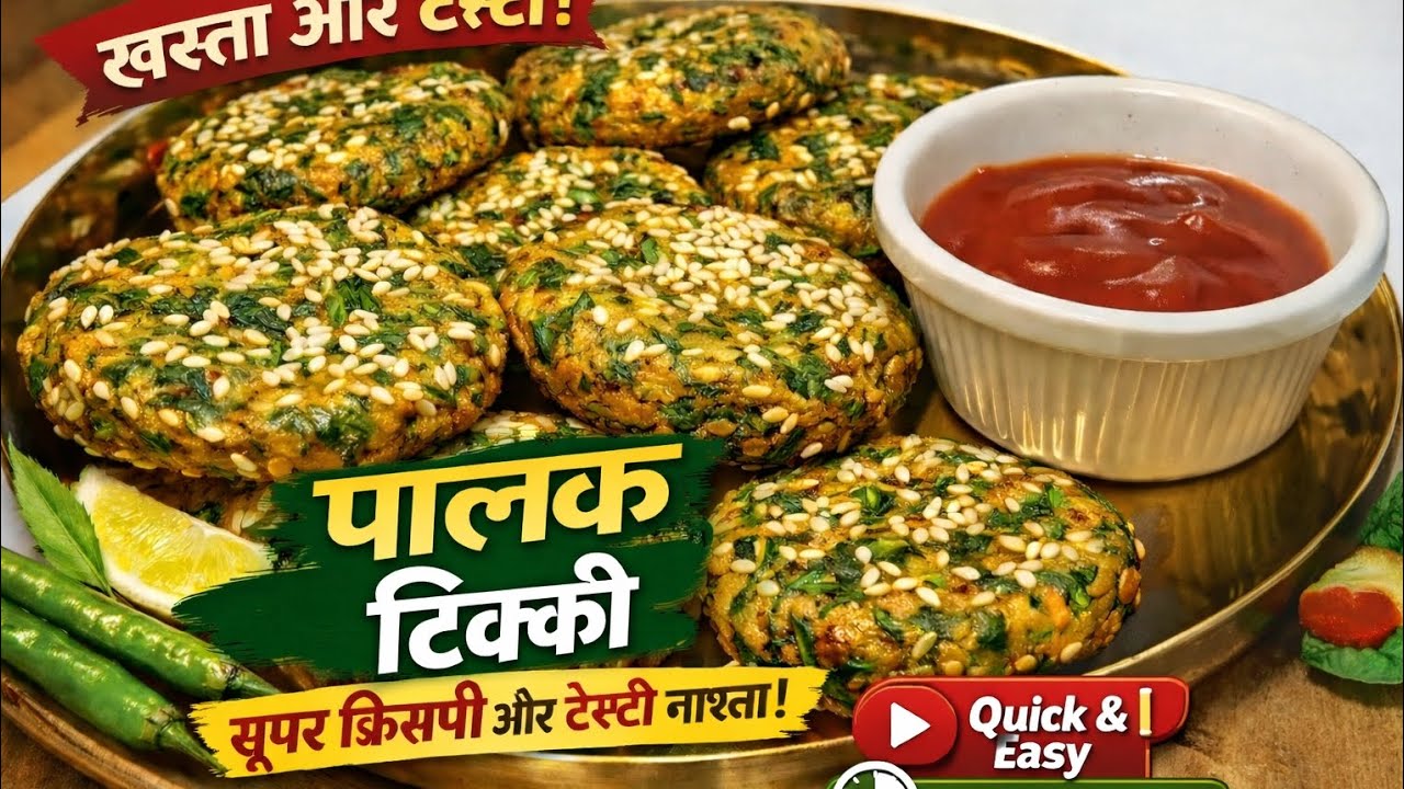Palak vada recipe | aloo Palak cutlet | nashta recipe | breakfast recipe| crispy aloo Palak tikki 