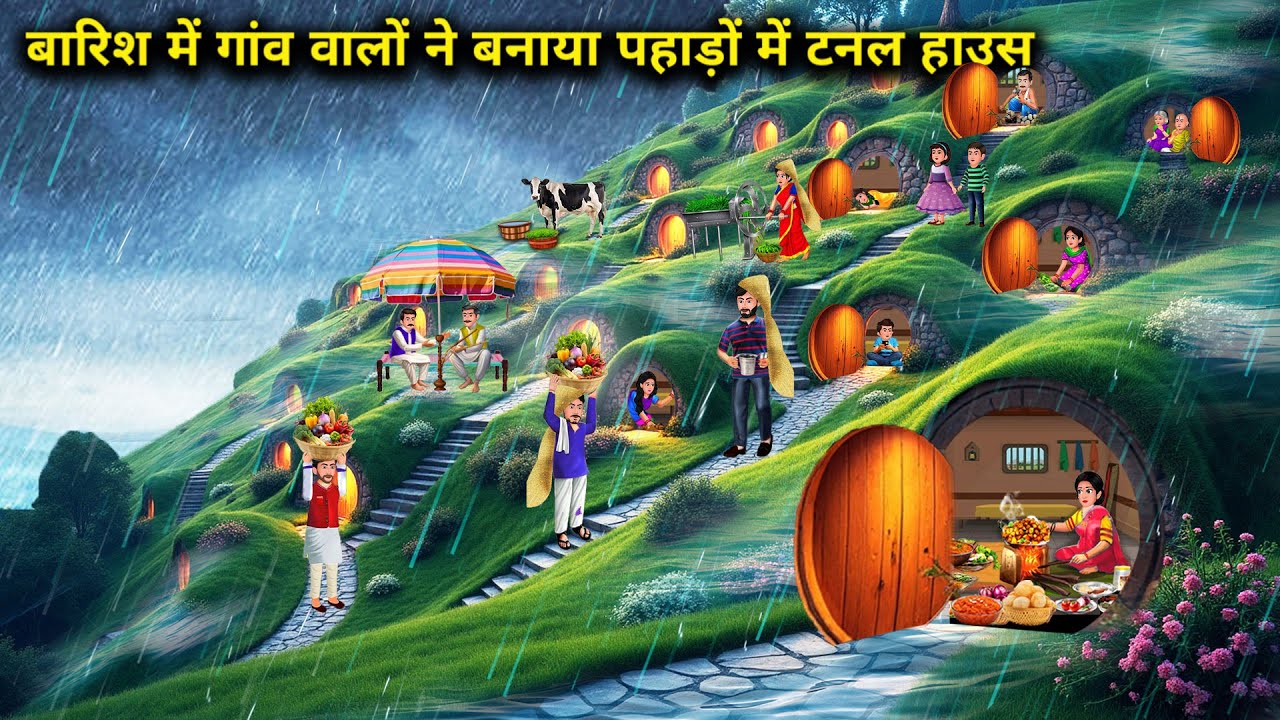 बारिश में गांव वालों ने बसाया पहाड़ में टनल हाउस | Hindi kahaniya | Saas Bahu Ki Chugaliyan | 