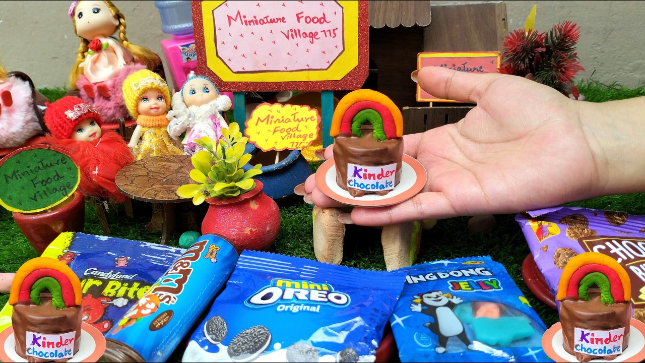 Miniature Rainbow Chocolate Kinder Chocolate Cake | Tiny Cake | Miniature Food Village