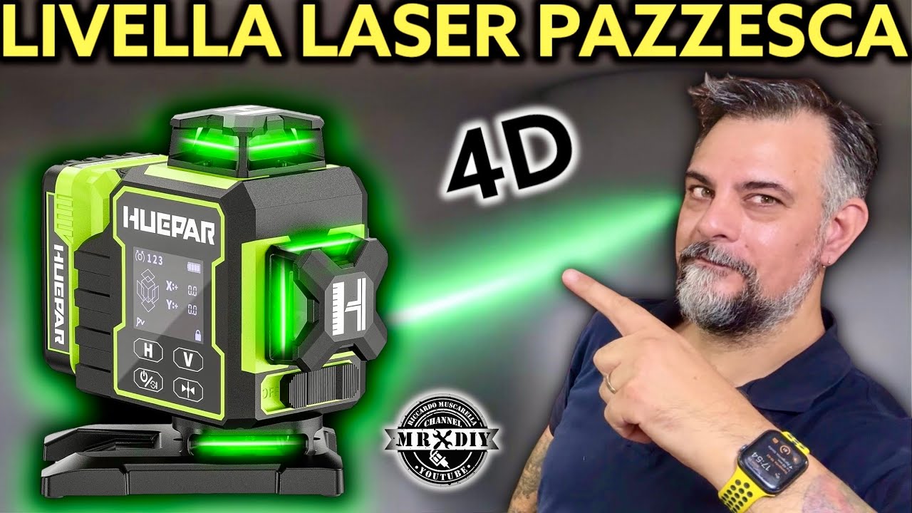 Una livella laser pazzesca a 16 linee 4D, motorizzata, con touch screen e bluetooth. HUEPAR W04CG