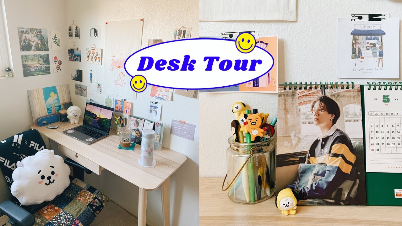 Desk Tour 2021 | cozy, bts army, aesthetic ☁️🌙