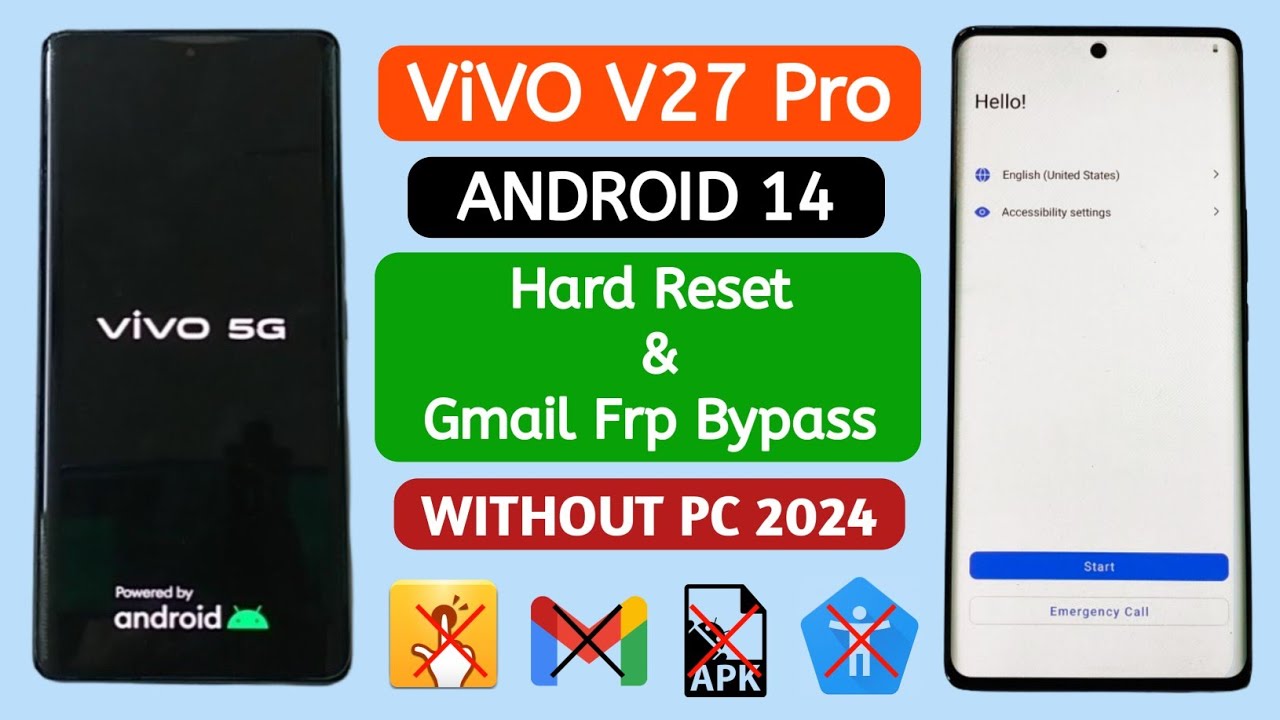 Vivo V27 Pro Hard Reset & Frp Bypass Android 14 WITHOUT PC 2024.