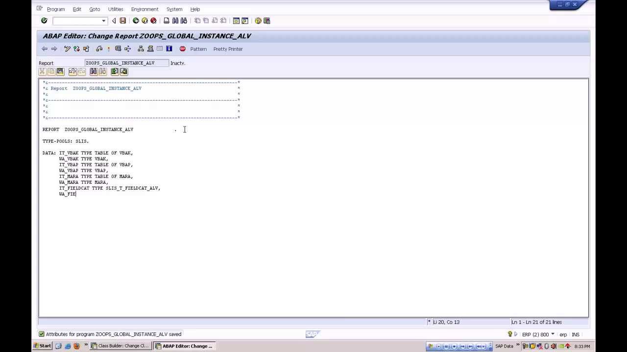 SAP ABAP-OOPS Global ALV Interactive Report(OO ABAP)