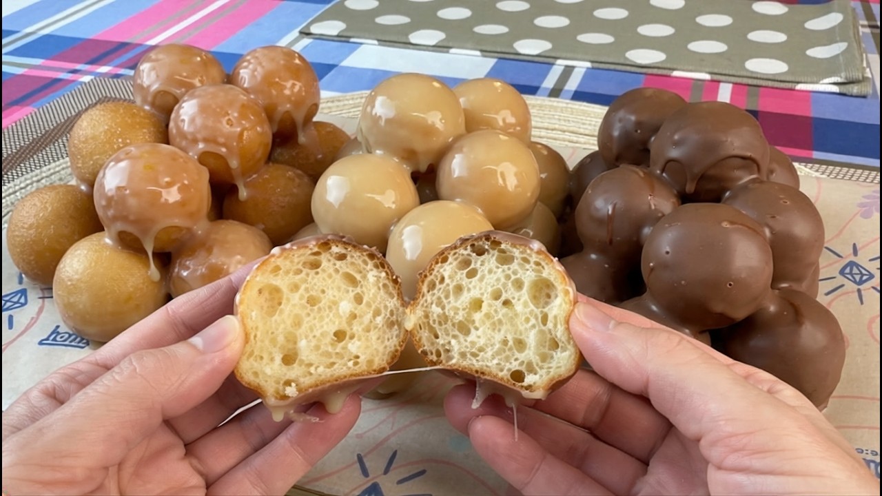 1-Minute Donut Bites with Just 2 Ingredients 😱 No Sugar in the Dough! 3 Glaze Recipes