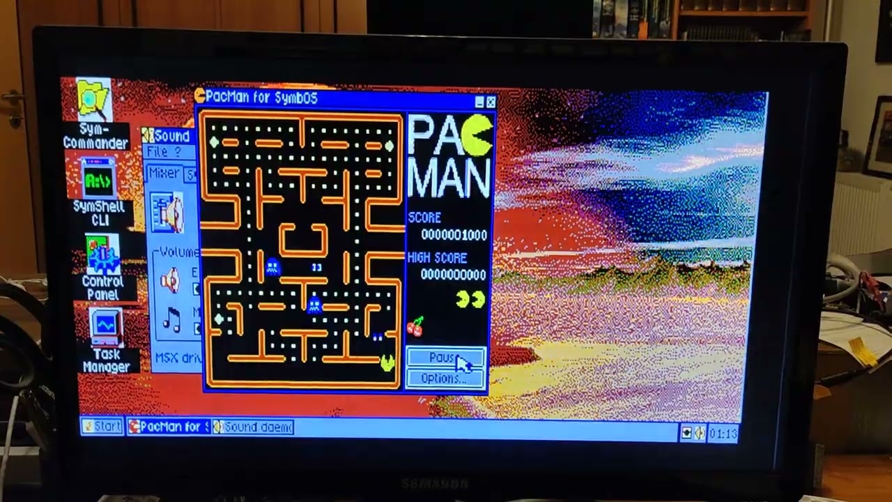 PacMan using the SymbOS Sound Daemon with OPL4 support