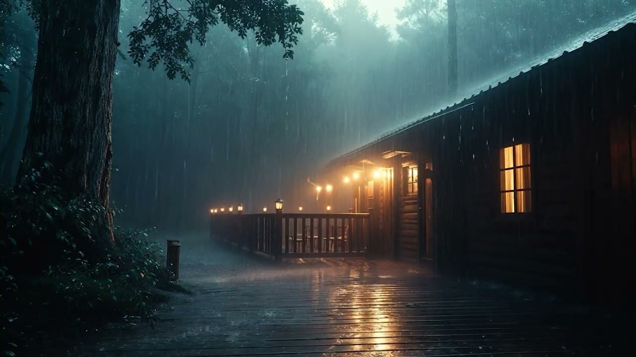 Tropical Rainforest Rain in a Cozy Cabin | Sleep & Relaxation