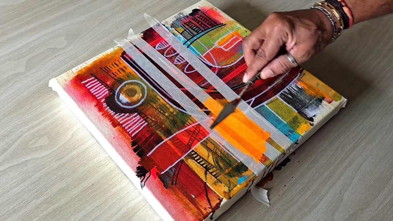 How To Make Colorful Abstract Painting / Acrylic Painting For Beginners 