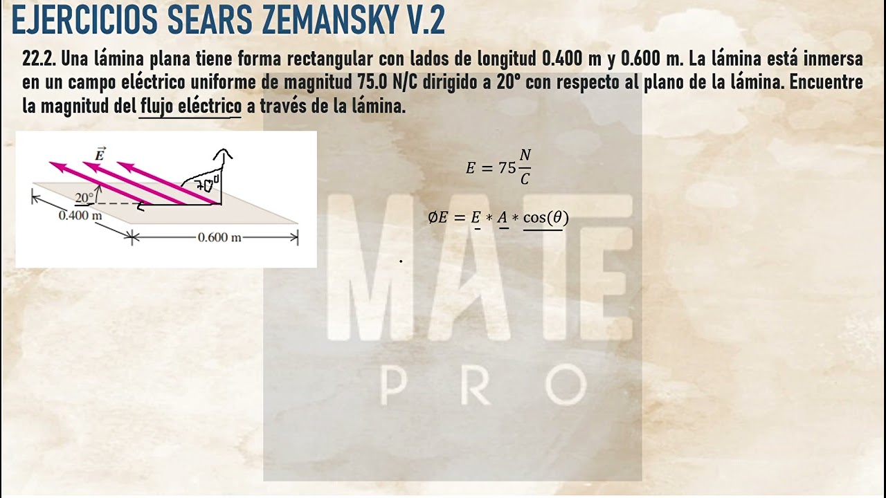 22.2 SEARS ZEMANSKY V2 | Una lámina plana tiene forma rectangular con lados longitud 0.400 y 0.600