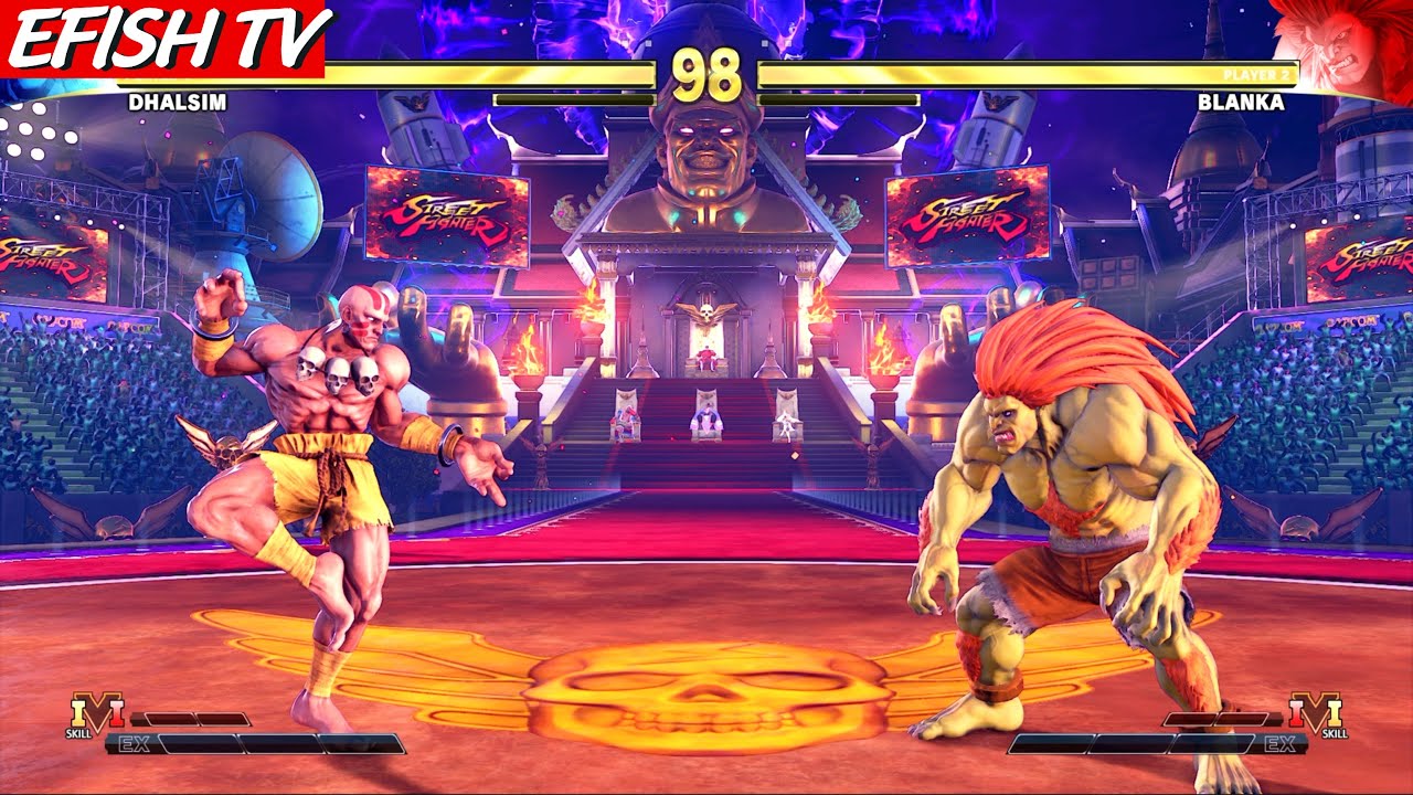 Dhalsim vs Blanka (Hardest AI) - Street Fighter V