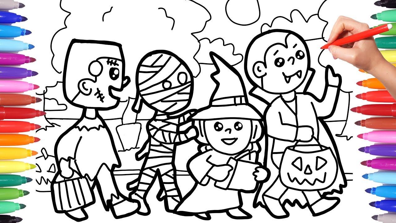 Halloween Coloring Pages for Kids, Trick or Treat Coloring Pages, Halloween Costumes Coloring Pages