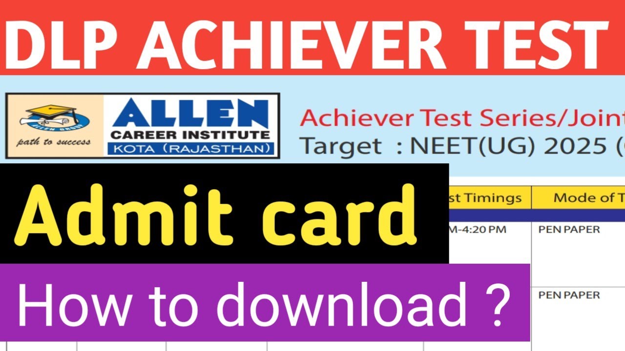 allen achiever test series for neet 2025 || how to download admit card #neet #allen #neet2025