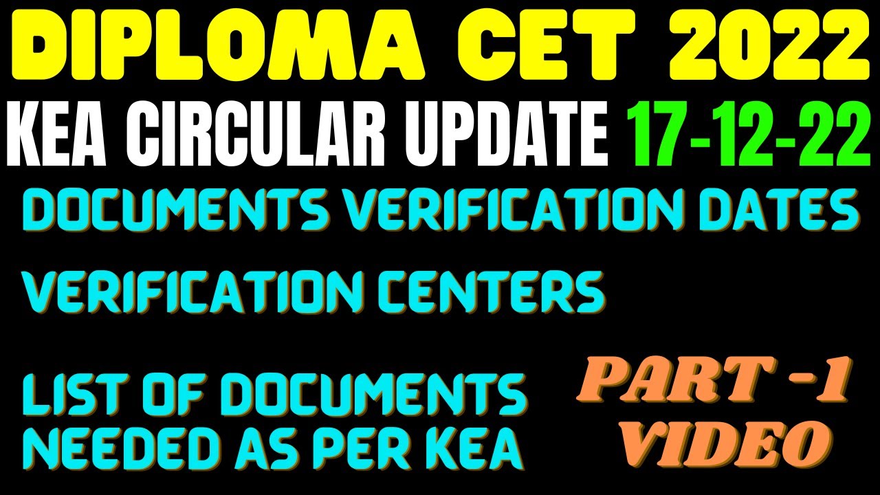 Diploma CET Document Verification Dates |Verification Centers |Documents List|17-12-22 |DCET 2022