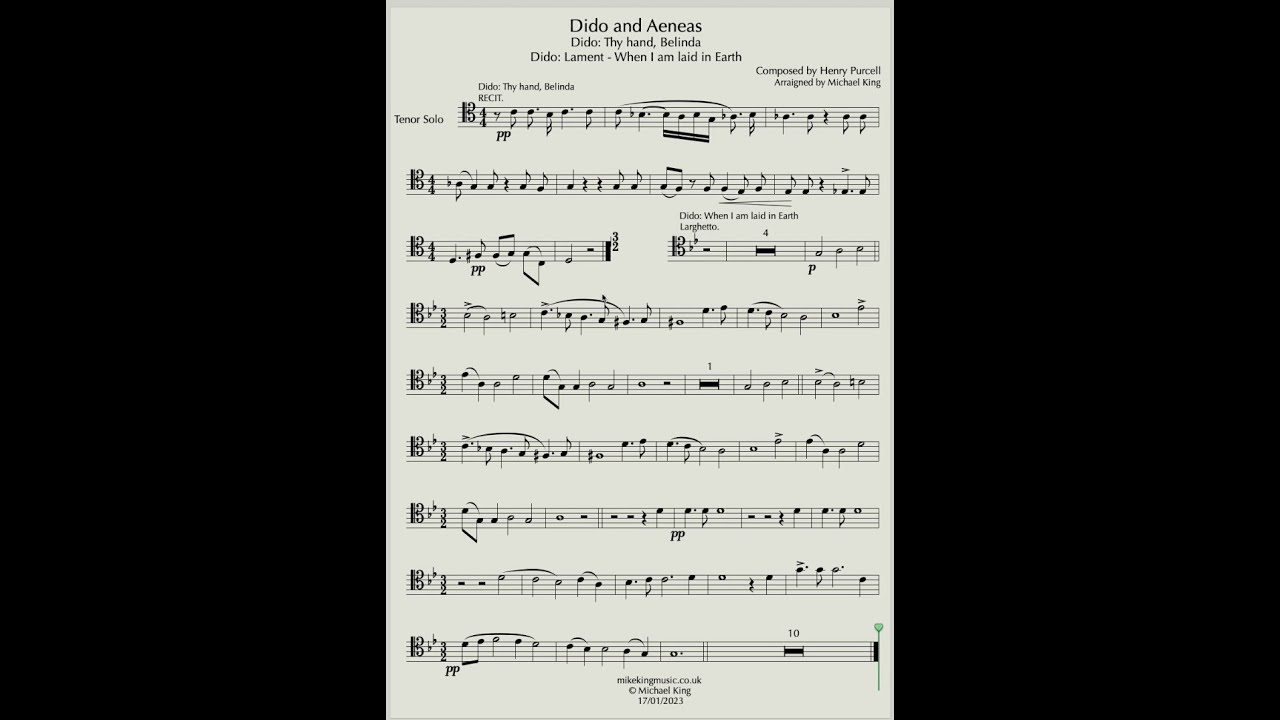 When I am laid in Earth, Tenor Solo with Accompaniment