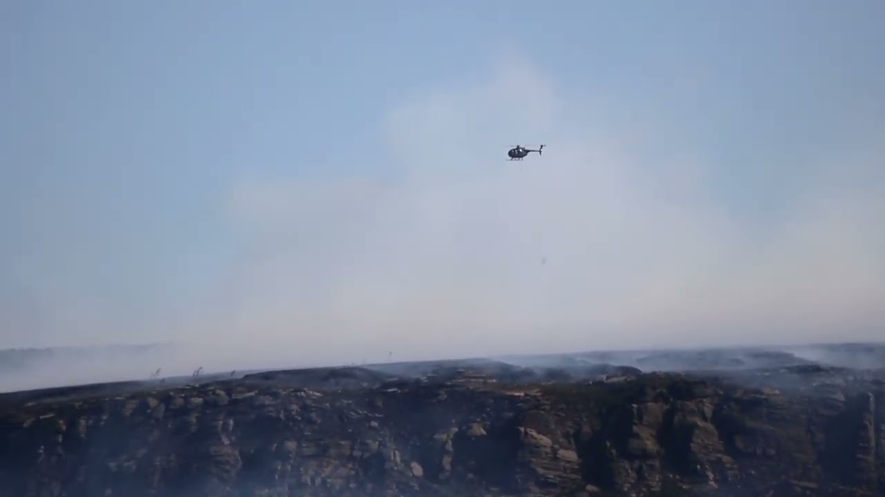 MD500 (G-BIOA) Helicopter Fighting A Moorland Fire At Dove Stone Reservoir #dovestones #moorfire