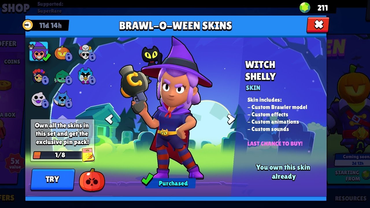 Limited Witch Shelly Skin | Brawl-O-Ween | Brawlywood | BrawlStars