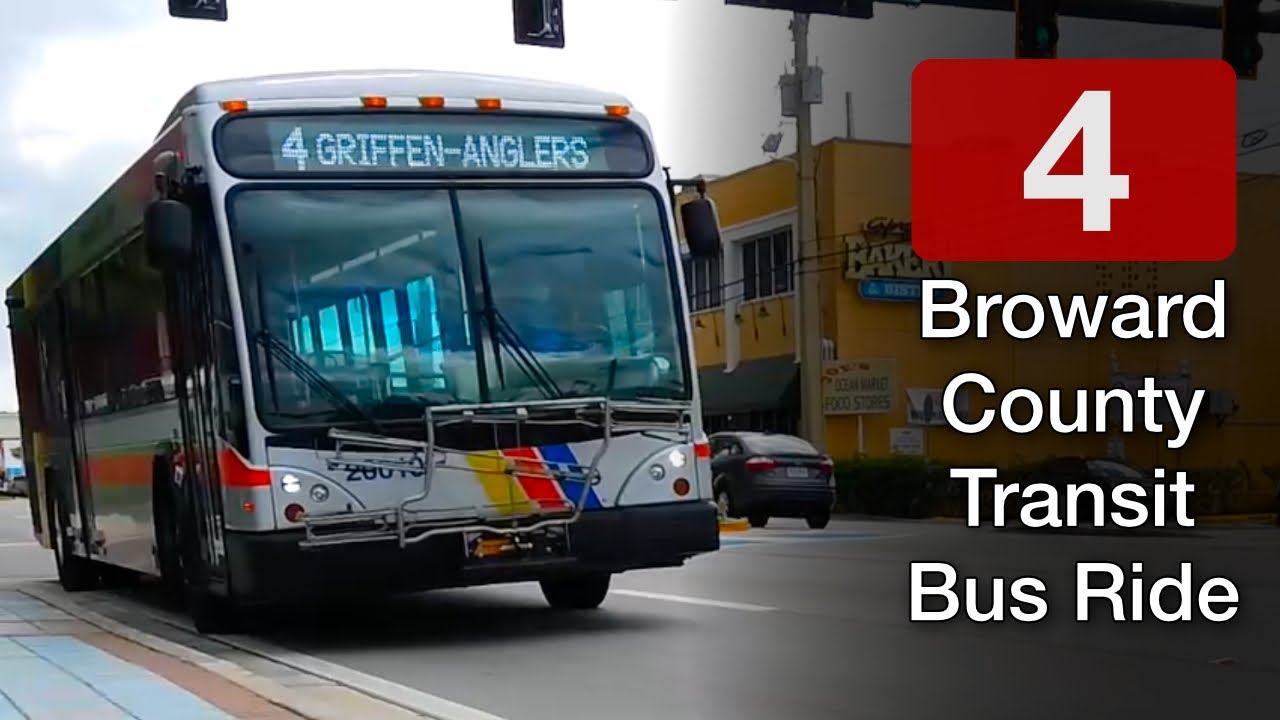Автобус Broward County Transit № 4, от Дания-Бич до станции аэропорта Форт-Лодердейл, поездка на ...