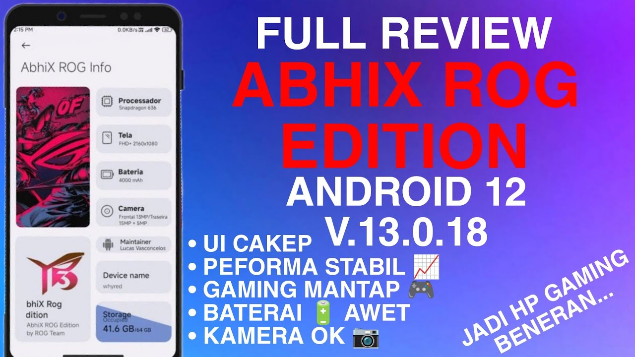 AbhiX ROG Edition 13.0.18 Stable For Redmi Note 5 Pro | Android 12 | Berasa HP Gamig.. | Full Review