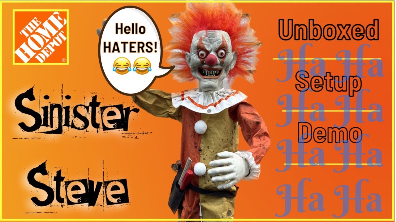 Sinister Steve (the clown) animatronic : Unboxing, Setup, and Demo video : Home Depot Halloween 2023
