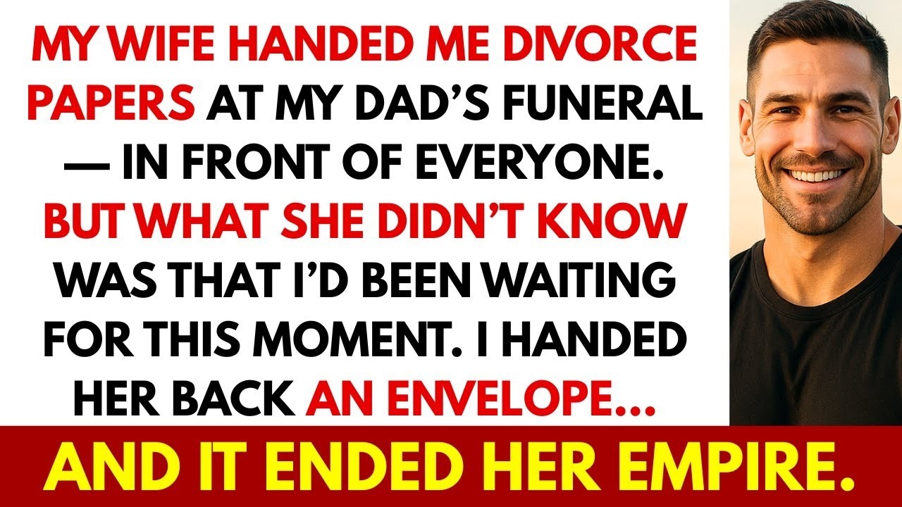 My Wife Served Me at My Dad’s Funeral — I Smiled and Gave Her an Envelope That Destroyed Everything