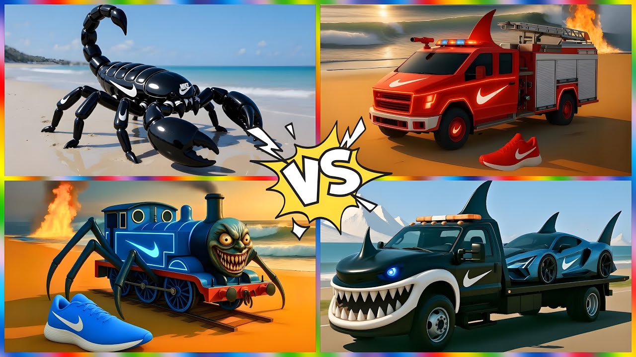 BRAINROT SCORPION🆚BRAINROT FIRETRUCK🆚BRAINROT TRAIN🆚BRAINROT RACING TRUCK - Tiles Hop EDM Rush