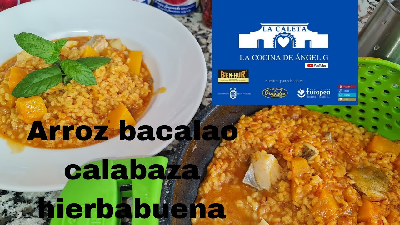 Arroz con calabaza bacalao y hierba buena