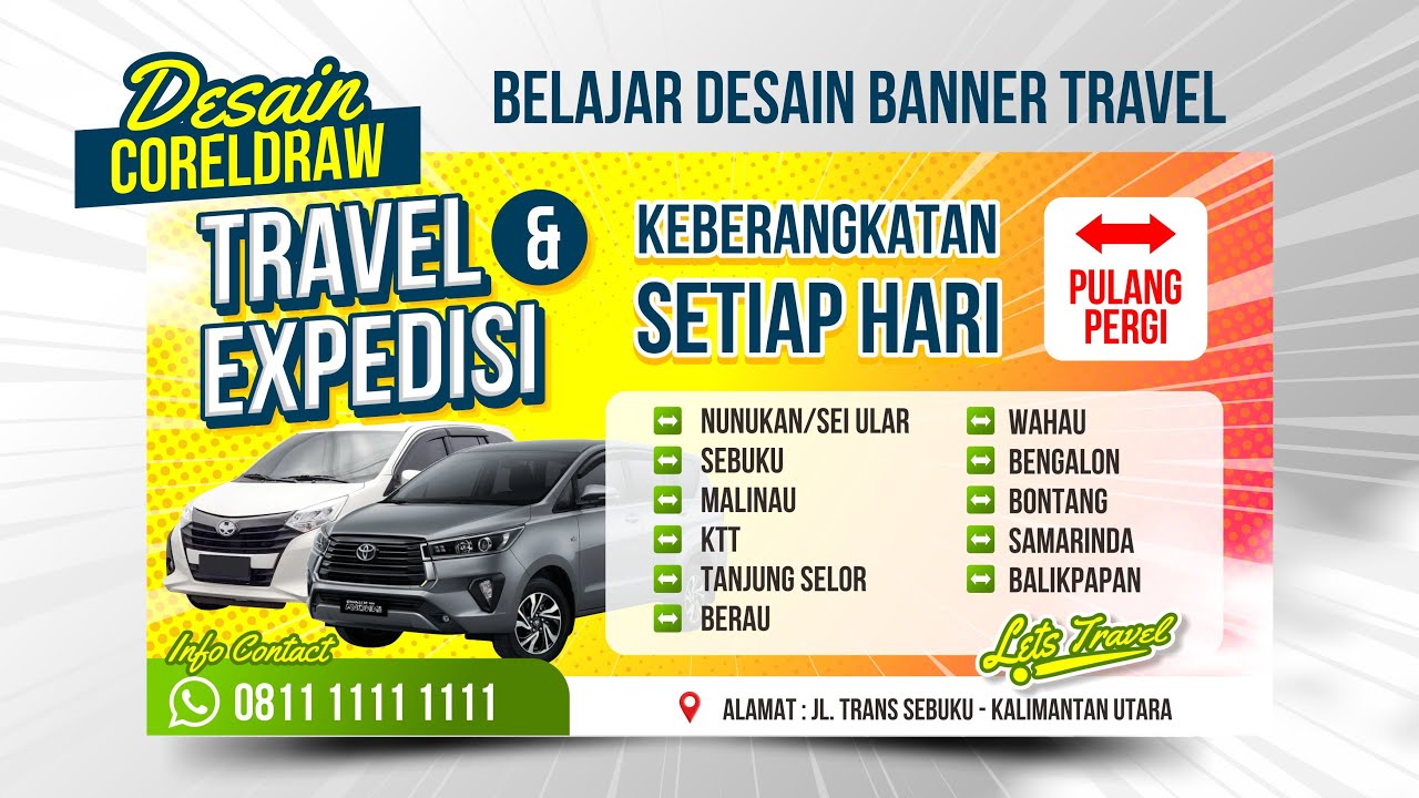 Belajar Corel Draw desain banner expedisi travel