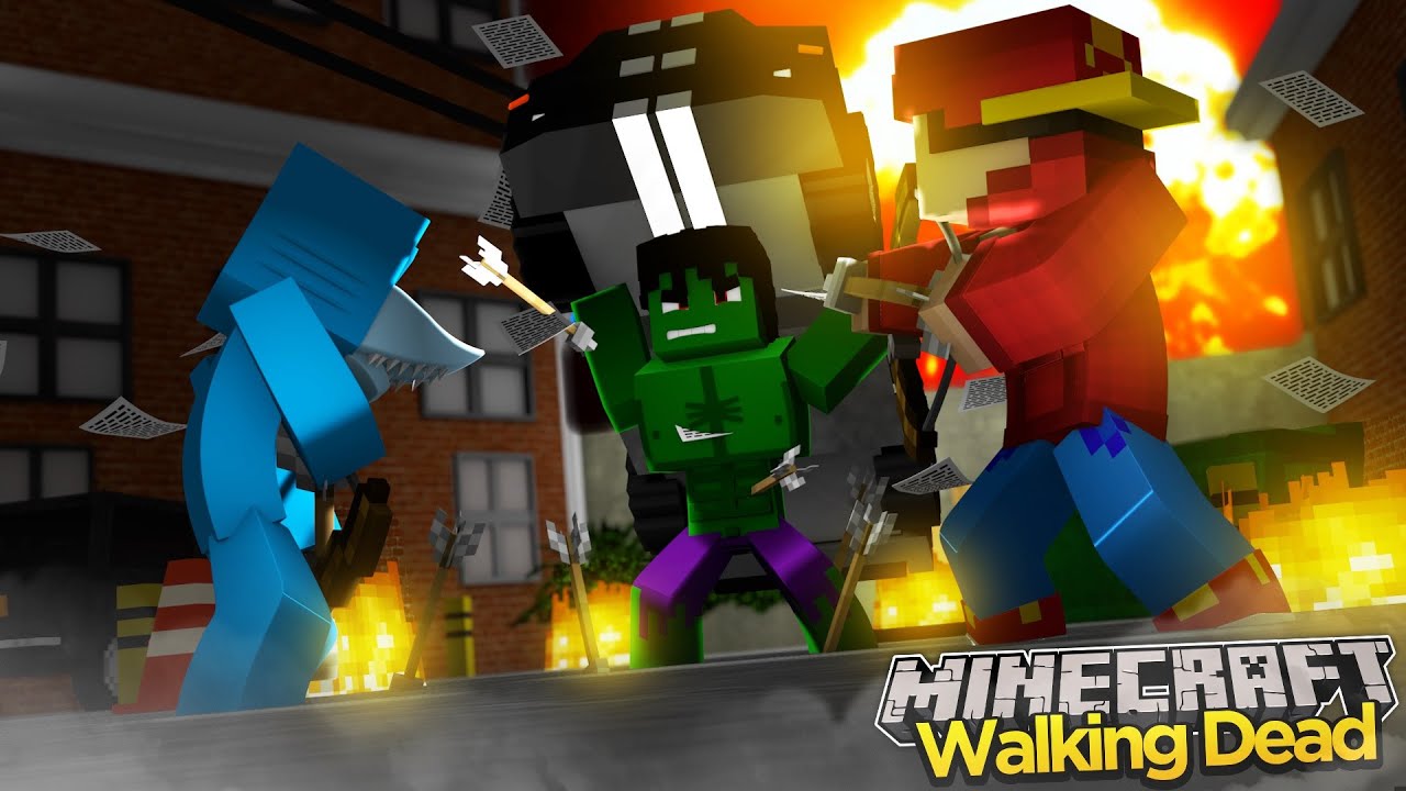 Minecraft THE WALKING DEAD - KILLING ZOMBIE HULK WITH ROPO!