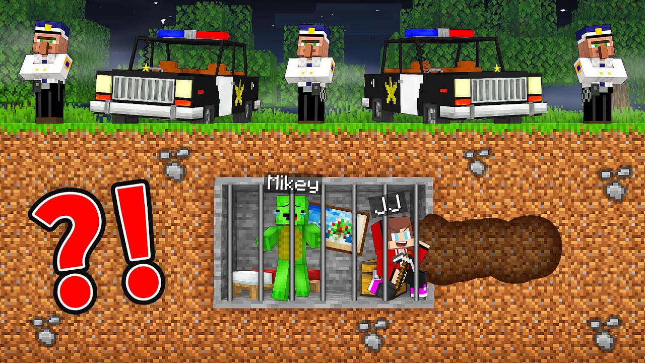 JJ and Mikey Escaped From the Underground Prison in Minecraft (Maizen)