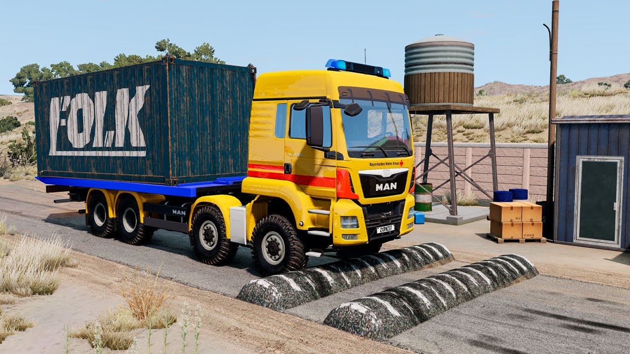Trucks and Cars vs Speed Bumps | BeamNG Drive | TrucksVs
