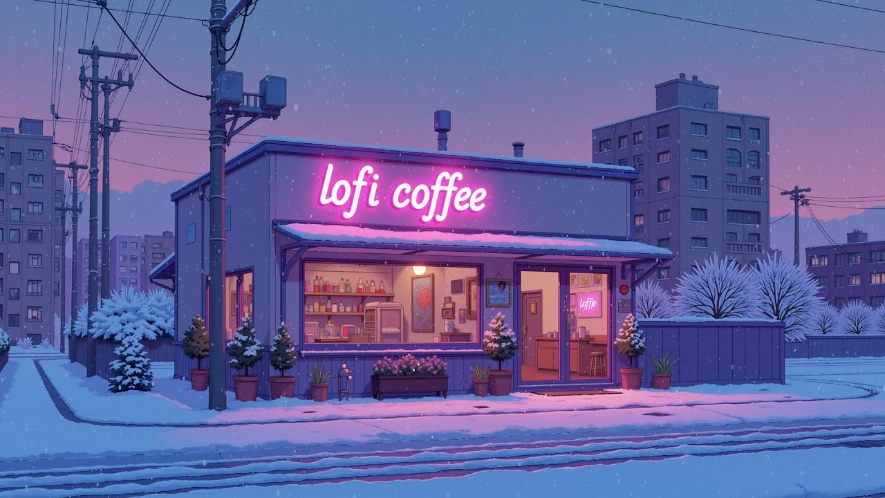 Calm Winter Coffee ❄️ A Snowy Street Café with Lofi Beats ☕ Soft Music for Relax, Study & Work.