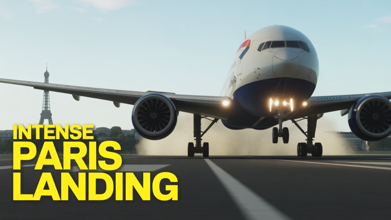 Intense British Airways 777 Landing at Paris Le Bourget!
