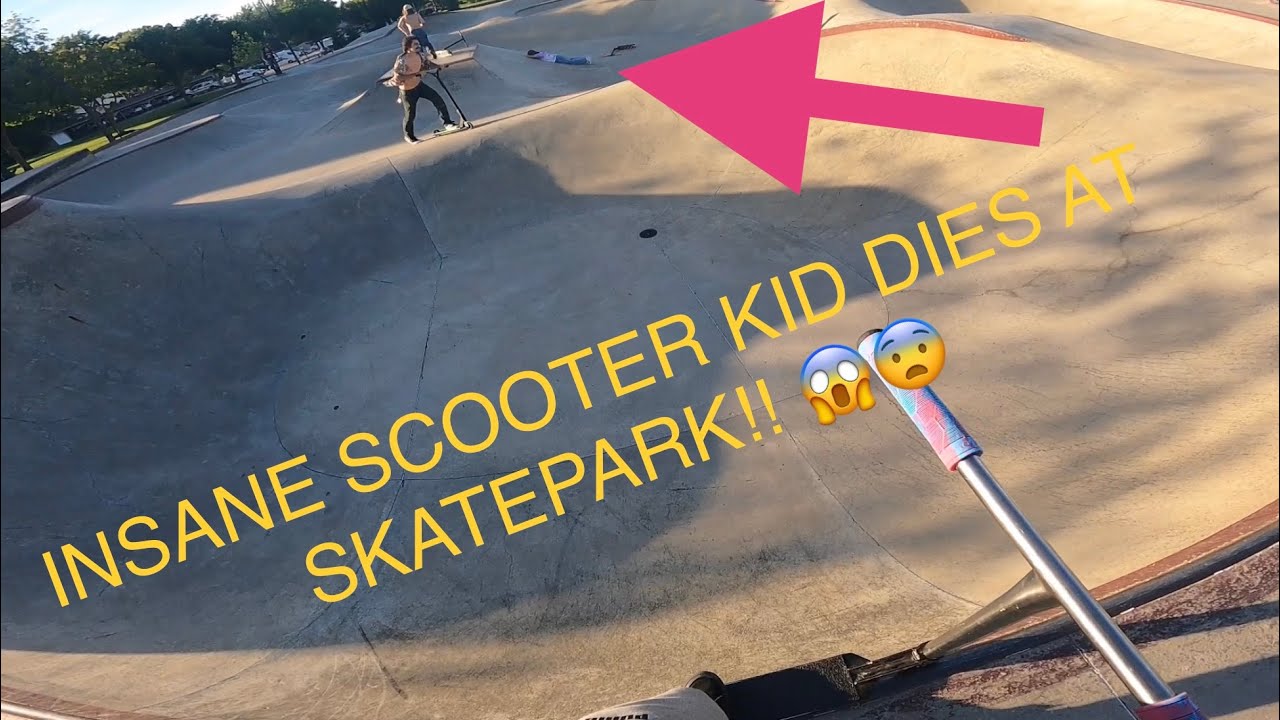 Insane scooter kid dies at skatepark!😱😨…..GoPro scooter riding POV.