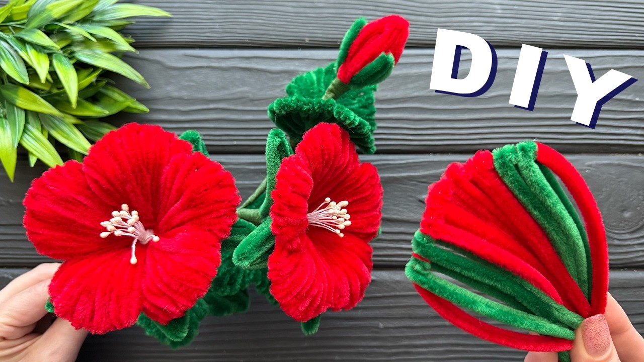 DIY Craft Ideas! How to Make Hibiscus from Chenille Stems Pipe Cleaner Flowers Ideas