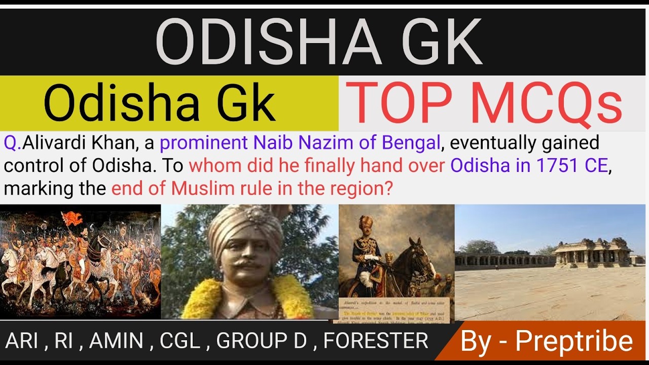 Odisha GK MCQs for RI ARI AMIN, Forester, CGL, Junior Teacher 2026 | Odisha GK By preptribe