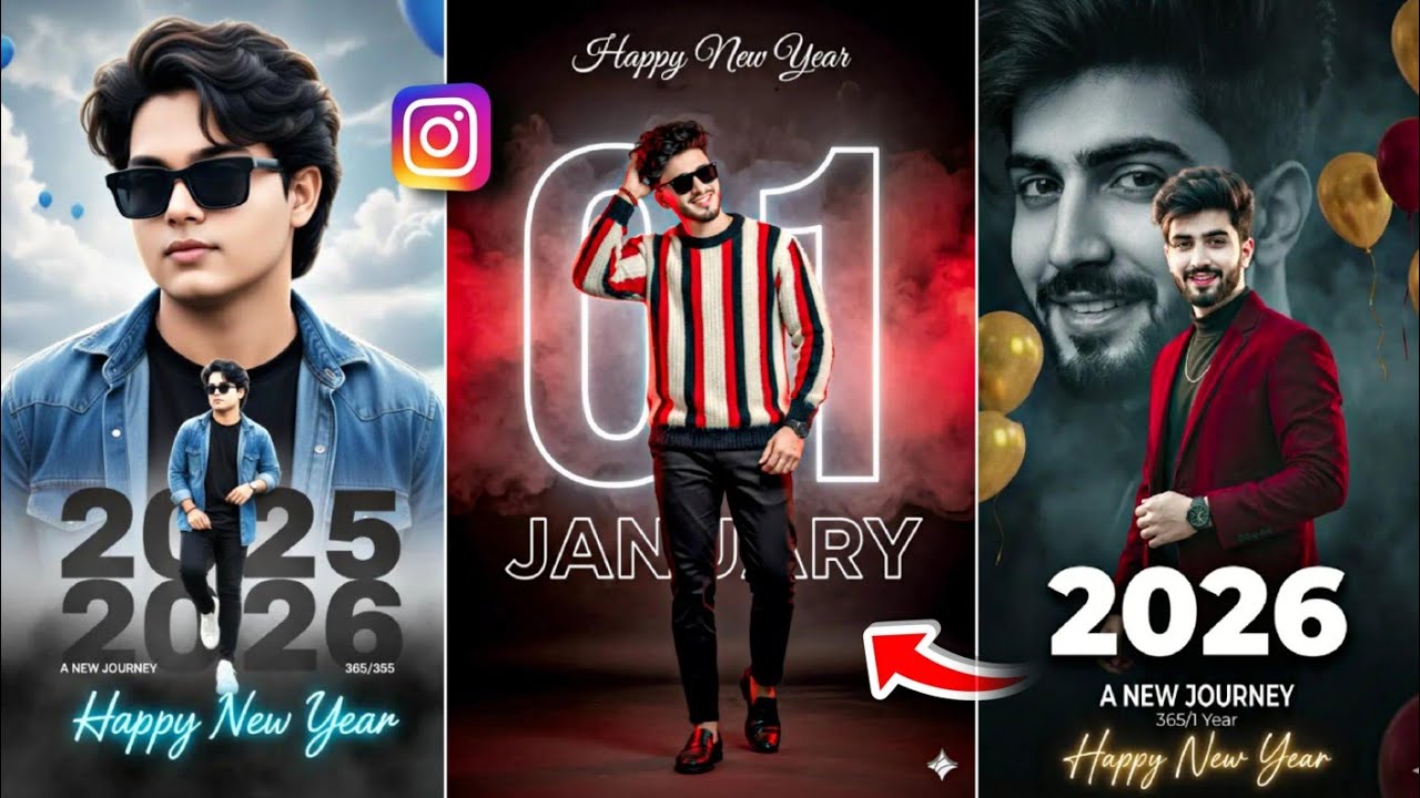 Trending Happy New Year 2026 AI Photo Editing Prompt | Gemini AI New Year Photo Editing kaise kare 🥰