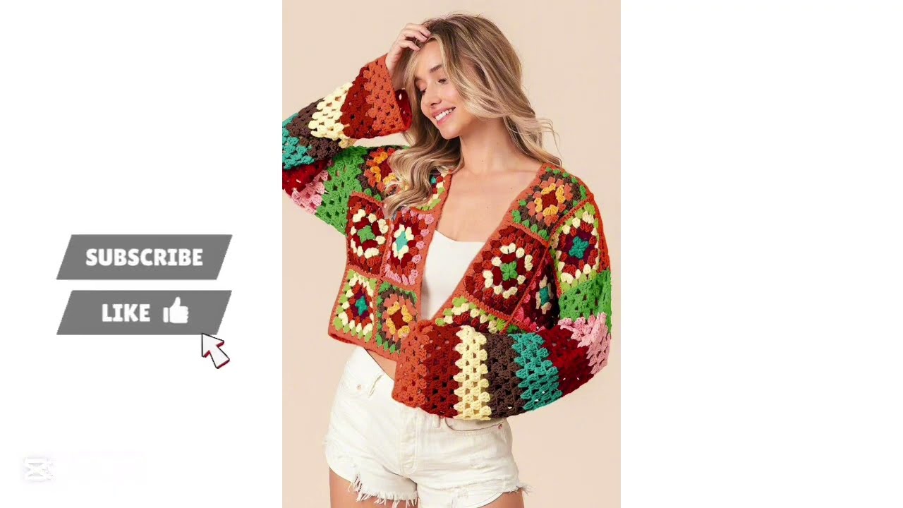 101 Crochet Granny Square Cardigan Ideas 🧶 | Trendy & Cozy Crochet Inspiration #crochet #shorts