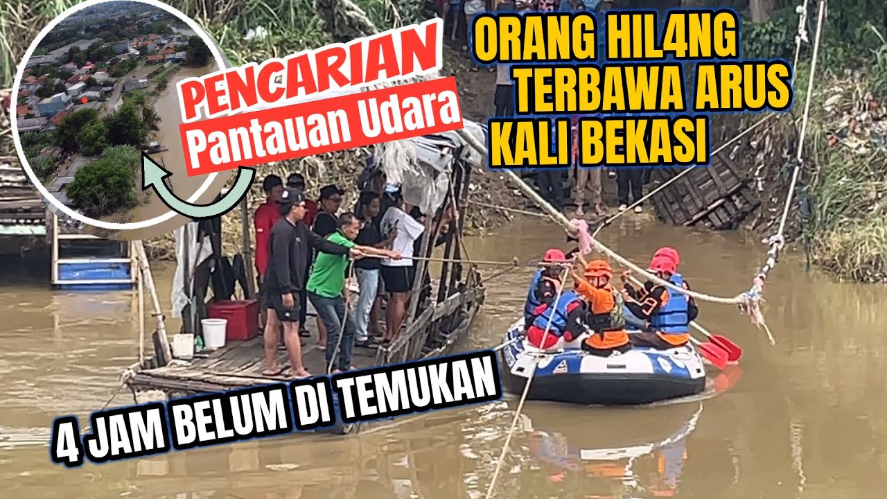 PENARIK PERAHU ERETAN HILANG T3NG3LAM TERBAWA ARUS KALI BEKASI