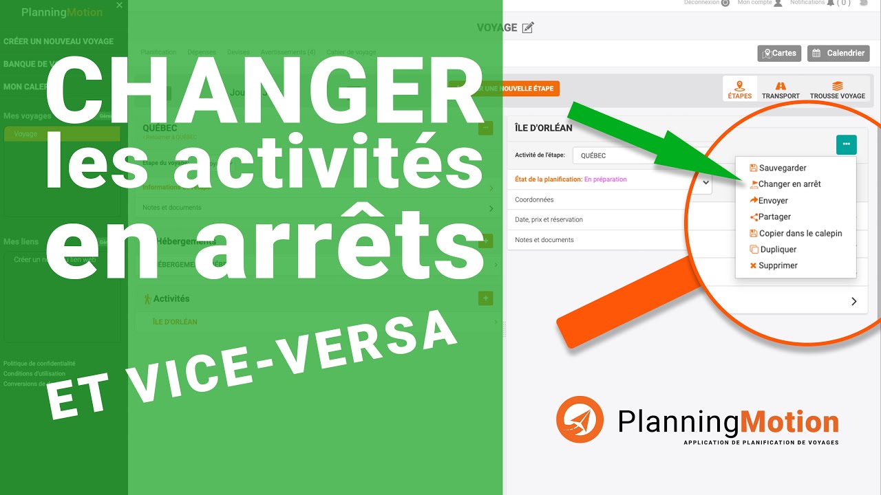 Transformer une activité en arrêt 🔄 et vice-versa dans #PlanningMotion en 1 clic ! 😎