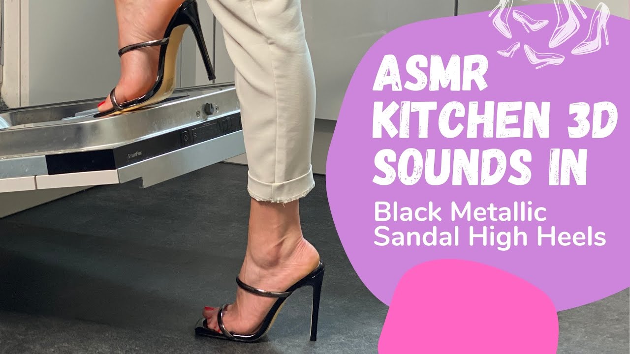 ASMR Kitchen Sounds | Sandal Metallic High Heels | Tidy Up | 3D Sound Recorded | No Background Music