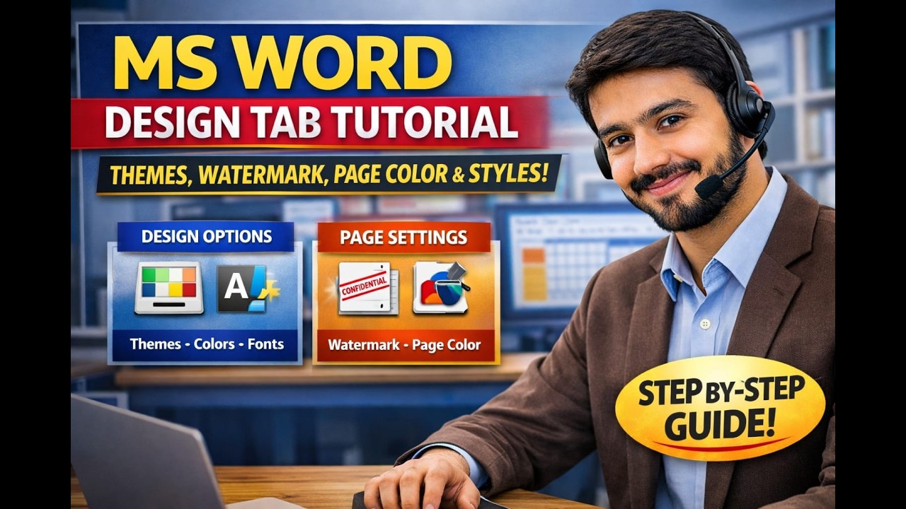 MS Word Design Tab Tutorial | Themes, Watermark, Page Color & Styles (2026)